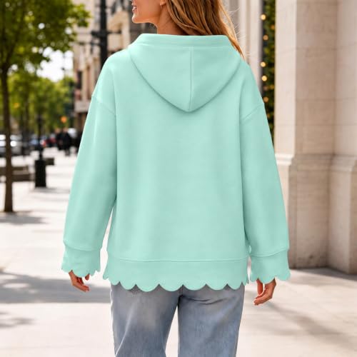 Hooded Sweatshirts for Women Cotton Scalloped Hem Trendy Sweat Shirts - image 4