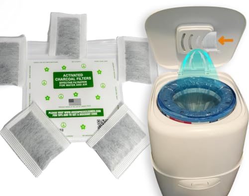 Image of Green Piece® Diaper Pail Deodorizer - Compatible with the Diaper Genie - Activated Charcoal Made by Green piece (Pack of 4 plus + free one)