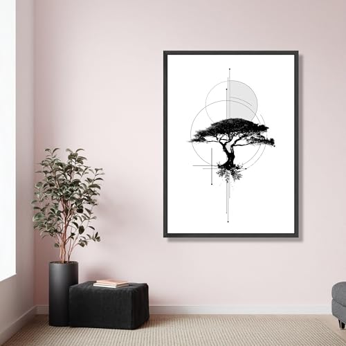 Décoration murale pour la maison arbre noir, toile minimaliste abstraite