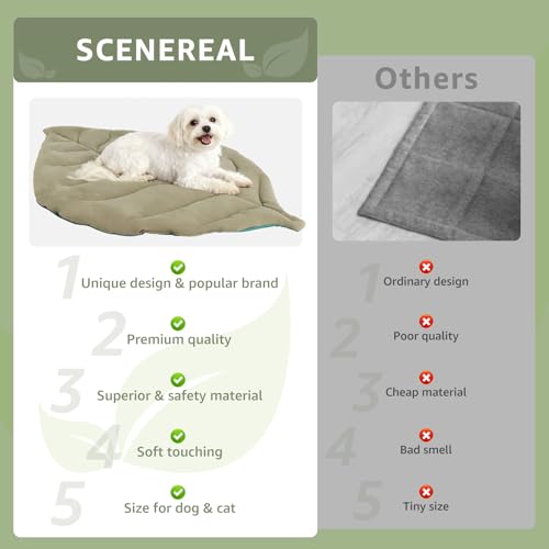 SCENEREAL Outdoor Dog Bed - Waterproof Reversible Leaf Mat 43x26, Portable Foldable Pet Bed for Small/Medium Dogs & Cats, All-Weather for Camping & Travel - Thumbnail 6