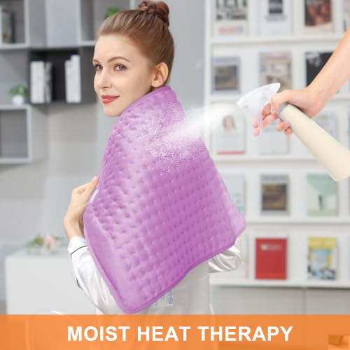 Image of Heating Pad,Electric Heating Pads,Heating Pad for Back,Lavender,33x17 Inch | Heating Pads for Shoulder,Neck,Abdomen,Knee,Arms,Legs,Heat Pad for Birthday Father Mother Gift Women Men,6 Heat Settings