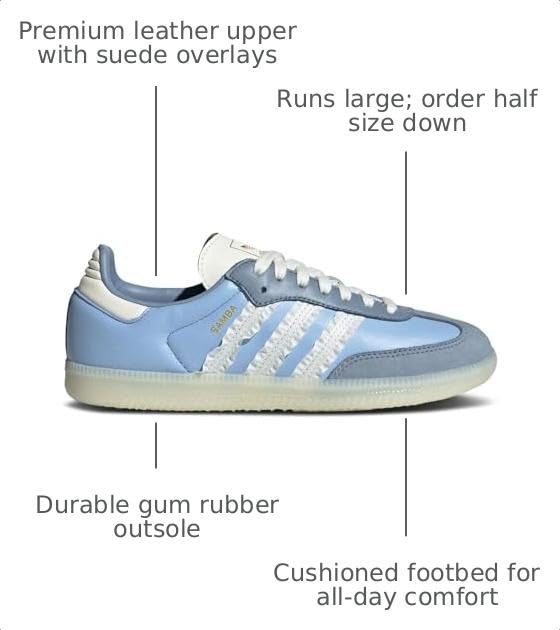 Image of adidas Originals Samba Womens Sneaker, Clear Sky /Tactile Blue /Off White, Size 9