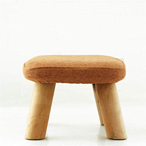 Taburete para silla con funda de lino extraíble y cuatro patas de madera estables 4