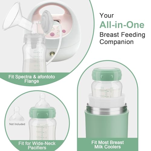 6PCS Breastmilk Storage Bottle Compatible with Momcozy Breastmilk Cooler 22oz, Breast Milk Containers for Fridge, Wide-Neck Baby Bottles for Pumping Fit Spectra S1/S2/SG/9Plus /Motif Luna Pumps,Green