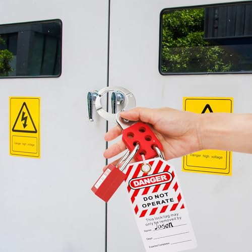 Image of WUWEOT 8 Pack Lockout Tagout Hasp, Tamper-Proof Padlock Hasp, Stainless Steel Lock Out Tag Out Hasp, Impact-Resistant Loto Hasp with Extended Jaw (1.5 Inches)