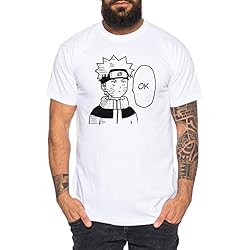 Naruto Ok - Camiseta de Hombre Son Ruffy Luffy Saitama One Dragon Goku Ball Vegeta Punch Man Piece, Größe2:Small, Farbe2:Blanco