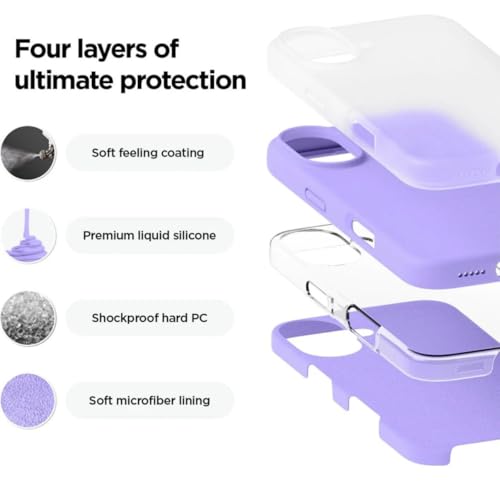 Image of Premium Liquid Silicone Case for iPhone 16 Plus - Slim Full Body Protective Back Cover with Soft Microfiber Lining, Anti-Slip Grip Scratch Resistant Phone Case (Lavender)