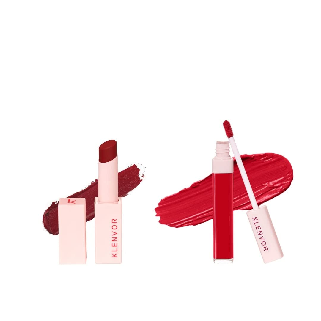 Klenvor Sensational Red Collection Pack of 2| Vegan & Cruelty Free | Toxin Free | Highly Pigmented | Long lasting - (10 Uplift, 06 Elegant)