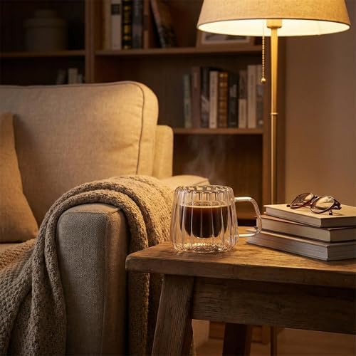 Deconox 200 ML Çift Cidarlı Cam Kupa - Isıya Dayanıklı Kulplu Borosilikat Kahve ve Çay Bardağı - El Yakmayan Modern Tasarım (Double Wall) - Görsel 7