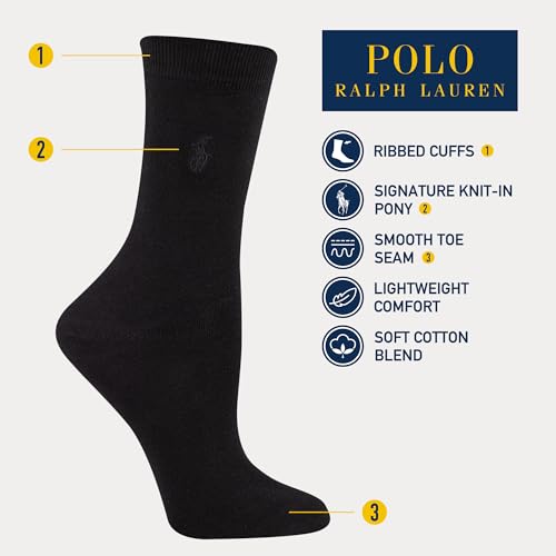 Polo Ralph Lauren Women's Classic Flat Knit Crew Socks-3 Pair Pack-Comfortable Cotton Poly Blend2