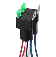 2 Stück 12V Sicherungsrelais 30A ATO/ATC Flachsicherung mit Kabelbaumsatz, 4-polige SPST Relais für den Automobilbereich mit 12 AWG Hochleistungskabeln