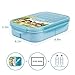 Itopor Wheat Straw Lunch Box, Leakproof 3-Compartment Bento Box for Kids & Adults, BPA-Free Lunch Containers, Microwave & Dishwasher Safe, 5.5 Cup (Blue)