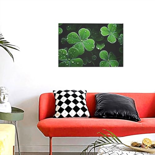 Toile murale moderne KKLWEGU 30x45cm peinture feuilles de la Saint-Patrick durable