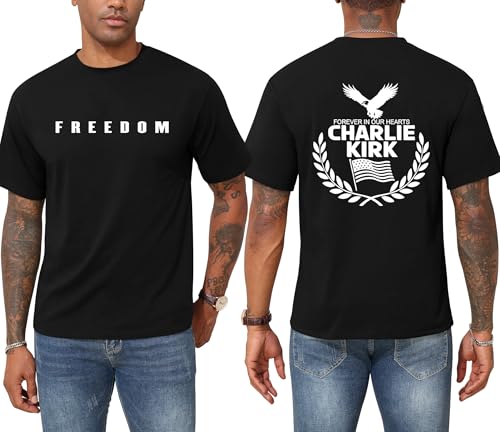 KESIHAN Freedom Shirt Charlie Kirk T Shirts American Patriotic Freedom Shirts for Men Casual Graphic Tees Top Black