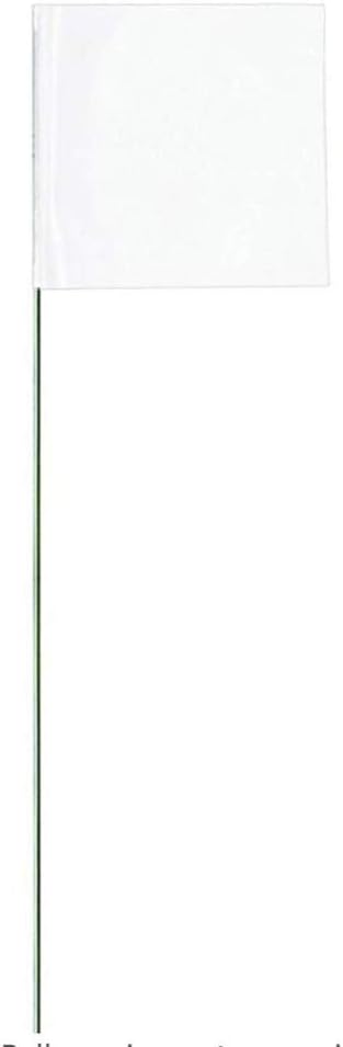 Swanson Tool Co FW15100 2.5-Inch by 3.5-Inch Marking Flags with 15-Inch Wire Staffs, White, 100-Pack
