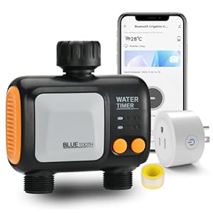 Smart WiFi Water Timer for Garden Hose – 2 Zone Sprinkler Timer with WiFi Hub – Hose Timers for Watering with Rain Delay – Irrigation Sprinkler Controller for Garden Lawns – Works with Alexa