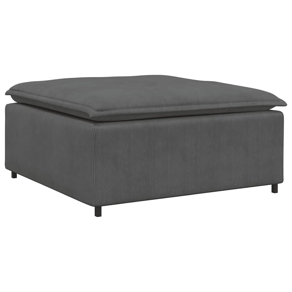 Sofá modular con reposapiés y cojín de pana gris oscuro, 200 x 100 x 64 cm, marco de metal, elemento de montaje para salón, versátil esquina tapizada con otomana y asiento