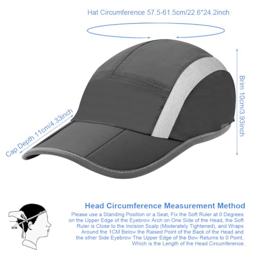 Folding Baseball Cap UPF50+ Collapsible Running Man Hat, Waterproof Sun Protection Cap Quick Dry Sport Cap Adjustable Breathable Sun Hat Visor - Image 3