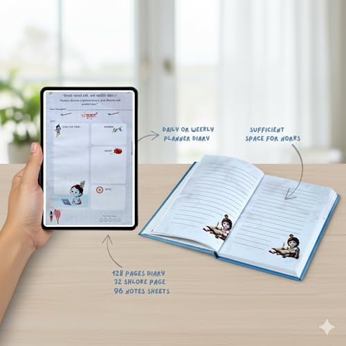 Image of Daily Diary | Day To Day Planner | Krishna Learnings | Daily Goals & Self-Assessment | Krishna Diary |Motivational Journal | Inspired By Bhagvad Gita