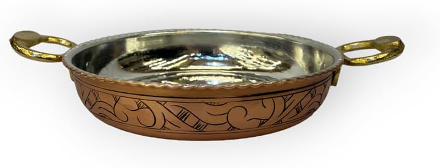 SODEF Copper Frying Pan with Engraved Design, 7.5 Inch, Metal Cookware for Crepes, Multi-Colored - Visual, One Size