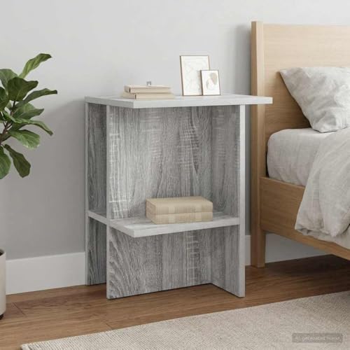 Meuble d'appoint petit espace : lot de 2 tables basses de salon avec rangement gris - 5