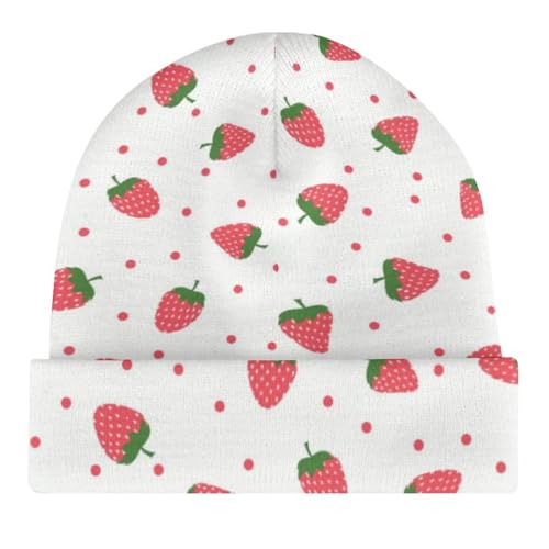 Kawaii Strawberry Print Kids Beanie Hat for for Girls Boys Children Cap Winter Knitted Chemo Cancer Headwear Accessories Gifts Decoration4