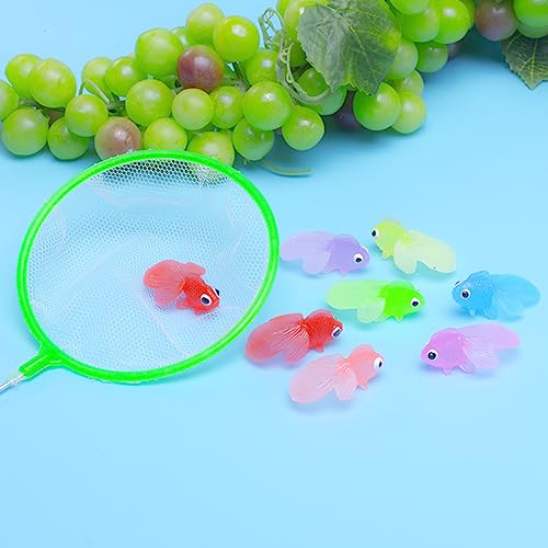 WeddHuis 21 Stück Dehnbare Neon Fische Künstliche Schwimmende Fische Weiche Gummi Goldfische Spielzeuge Kleine Gefälschte Ornament für Katzenspielzeug Aquarium Dekoration Party Mitgebsel