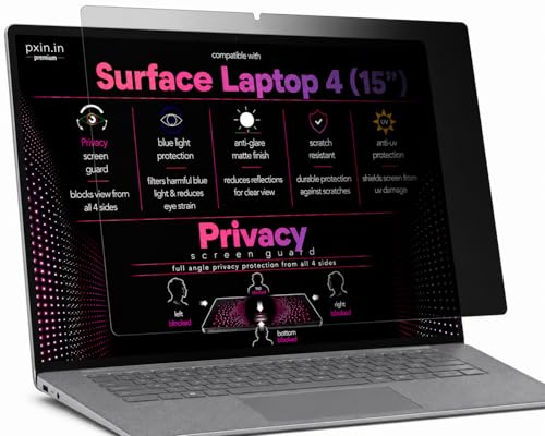 Image of Pxin 360 Pro Privacy Screen guard compatible with Surface Laptop 4 (15 inch) | Anti Glare | Anti UV | Anti Blue | Anti Reflection | Privacy Filter | Unbreakable Build
