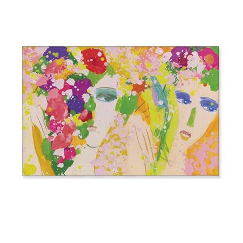 Walasse Ting impression sur toile Deux Anges affiche deco salon célèbre 60x90cm