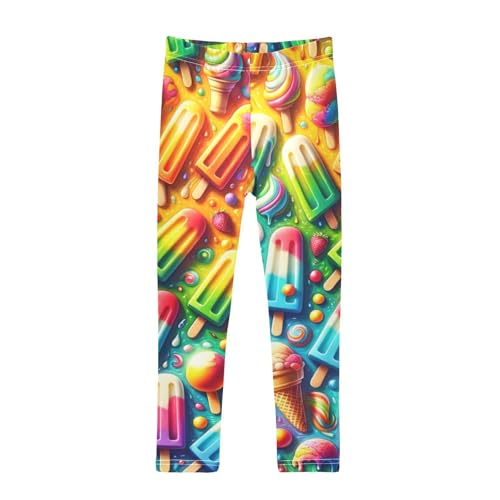 Summer Colored Popsicle Girls Leggings Stretchy Dance Pants for Kids