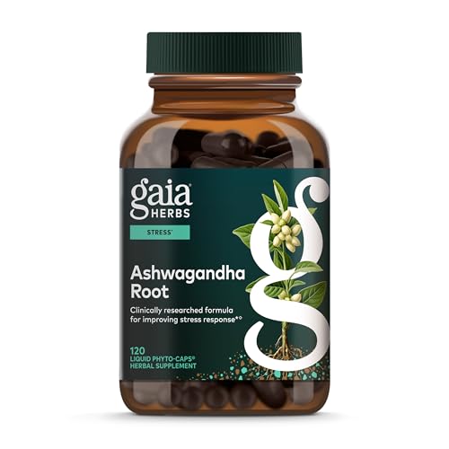 Gaia Herbs Ashwagandha Root, For Stress Relief, Immune Support, Balanced Energy Levels and Mood Support, Vegan Liquid Capsules, 120 Count