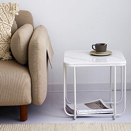 Table basse gain de place blanche en métal pour ranger le salon