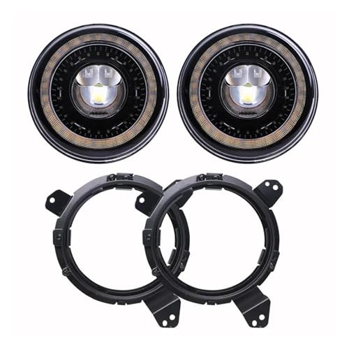 Phares Halo LED 7 pouces Jeep Wrangler JL JLU JT 2018 avec support réglable et feu de circulation