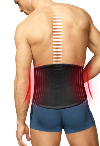 TURBO Med orthopädischer Rückenstützgürtel mit 4 Lumbalstützen bei Rückenschmerzen Überlastung Hexenschuss SCHWARZ Gr. L TM825-L9