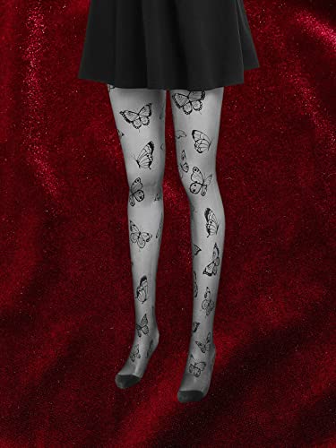 Verdusa Women's Casual Fishnet Tights Butterfly Pattern Tights Stockings Mesh Pantyhose Stockings Leggings Black One-Size #TOP3