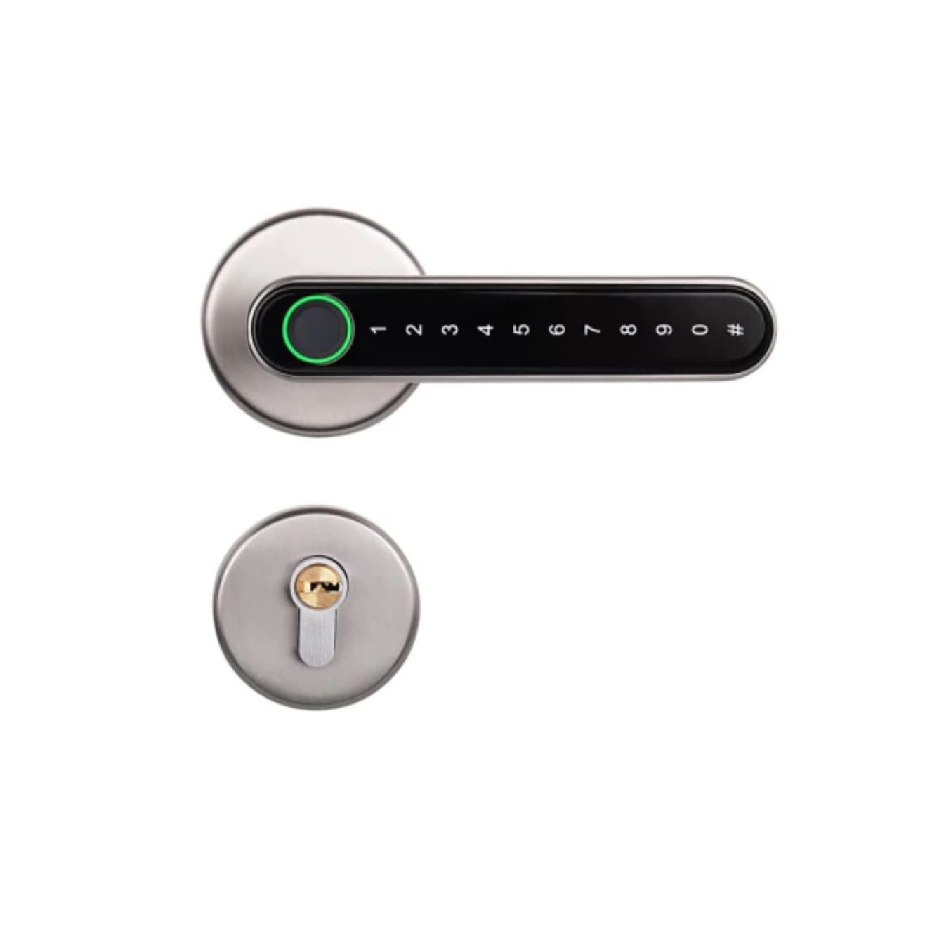 Eazyliv Smart Solutions Door Locks, Biometric Fingerprint Door Lock, Keyless Bluetooth TTLock Door Lock, Home Security Password Door Lock with Fingerprint Door Handle (Silver, Double Latch)