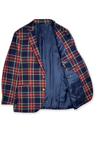 Brooks Brothers Men's Regular Fit Wool Blend Plaid Two Button Blazer Jacket,2