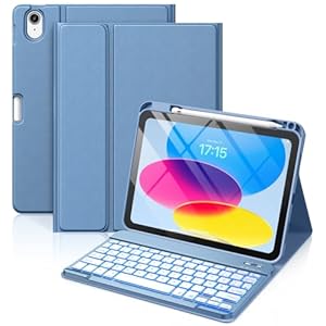 Vobafe Hülle mit Tastatur für iPad A16 11/10 Generation (2025/2022, 11/10.9 Zoll)- 7 Farben Beleuchtete Magnetische Abnehmbare Keyboard Schutzhülle mit Stifthalter für iPad 11. /10. Gen, Blau