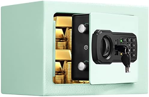 Fireproof Small Safe Box for Money, 0.23 Cu ft Mini Fireproof Safe with Combination Lock, Digital Safe for Kids Home Hotels Business (blue)