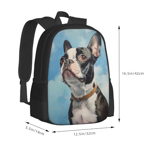 Boston Terrier Backpacks for Men Women Daypack Travel Hiking Camping Work4