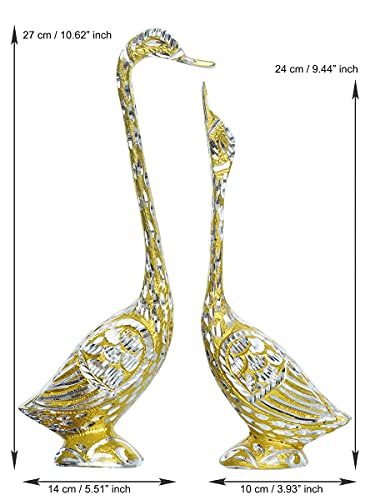 Image of eCraftIndia Silver Golden Metal Kissing Swan Couple Showpiece Love Birds Statue for Home Decor Valentine Gift for Girlfriend Boyfriend Husband Wife Her Him Valentine Day Decoration Items