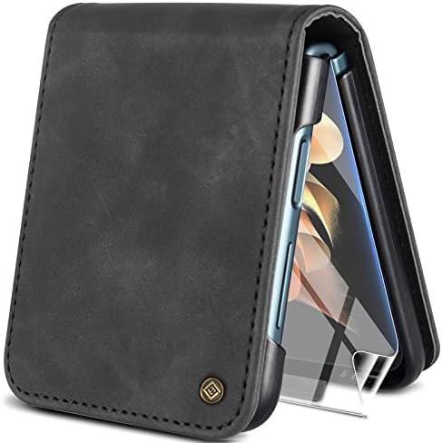 Giyer Handyhülle für Samsung Galaxy Z Flip 4 Hülle, Standfunktion Kartenfach Wallet Premium Leder Schutzhülle Galaxy Z Flip 4 5G Flip Case Cover Stoßfeste Klapphülle Z Flip 4 5G (S