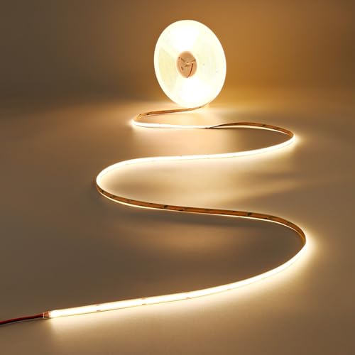 JOYLIT 15M COB LED Strip Lights 24V 3000K Warm White Indoor, 7200LEDs High Density Dotless CRI 90+ 10500LM Bright Dimmable Flexible Tape Light for Bedroom, Cabinets(Power Supply Not Included)