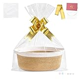TXXATX Geschenkkorb Leer 30x20x12 cm Präsentkorb Leer Khaki-Weiß Geschenk Korb für Geschenke mit Geschenktüten Bändern Grußkarten für DIY-Geschenke Geburtstag Hochzeit Weihnachten Erntedank