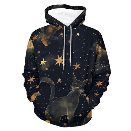 Hoodie Chat Noir Star Moon, le sweatshirt idéal pour vos soirées fraîches