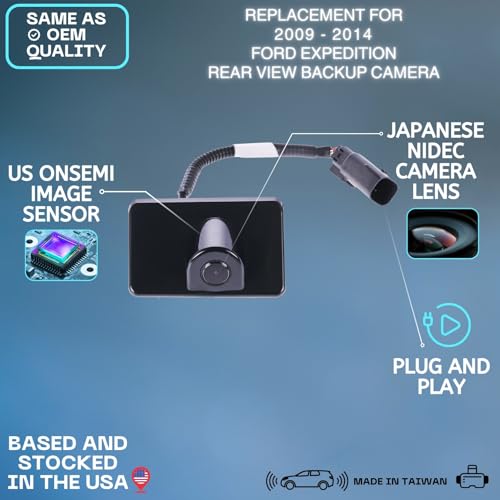 Image of Backup Camera Replaces for 2009 2010 2011 2012 2013 2014 Ford Expedition | OE Part # 9L1Z-19G490-B, 8L1Z-19G490-A, 9L1Z-19G490-A, 9L1T19G490AB