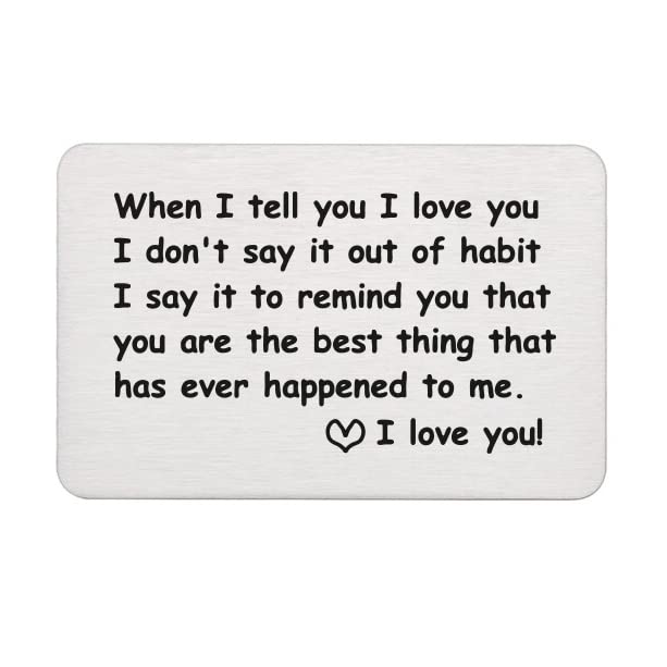 Generic Romantic Stainless Steel Engraved Wallet Insert Card, 2x3 Inches, Silver, Personalized Keepsake, Great Gift for Anniversary, Birthday, Christmas