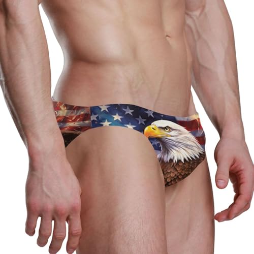 Men's American Bald Eagle 4th of July Independence Day Swim Briefs Bikini Swimsuit S 202a02803