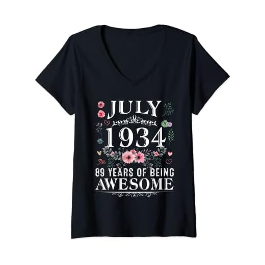 Mujer 89 años de edad, hecho en julio de 1934, regalo de cumpleaños para mujer Camiseta Cuello V