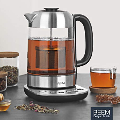 Foto von BEEM 7919 TEATIME II Tee- und Wasserkocher mit Temperatureinstellung, 1,7 Liter | Inklusive Teesieb aus Edelstahl | LED Beleuchtung | Glas & Edelstahl
